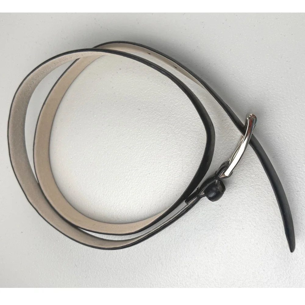 Black Bonded Leather Belt Gold Buckle 1999